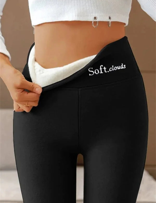 SoftCloud Leggings Doublés Polaire Femme – Pantalon d’Hiver Ultra Chaud et Extensible à Coupe Ajustée