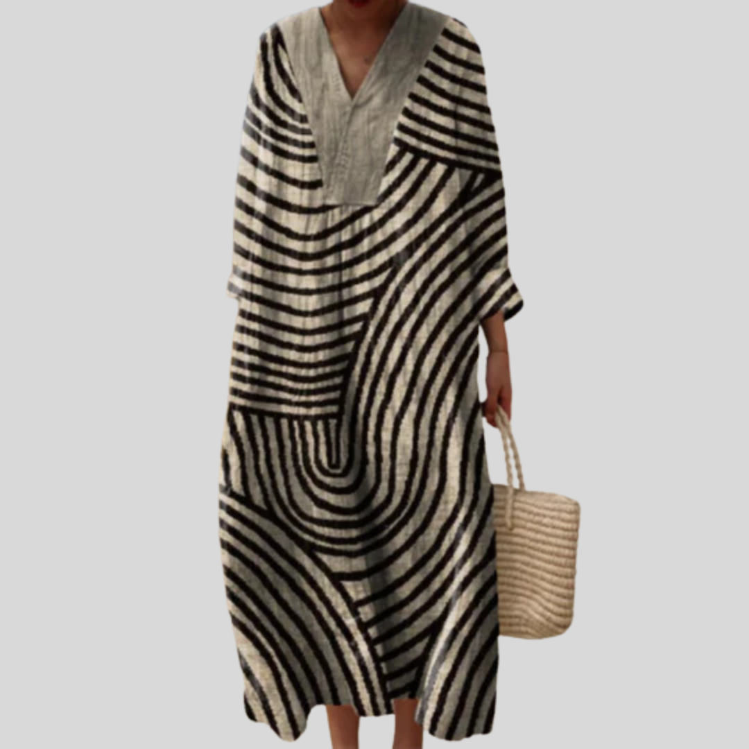 Simone - robe d’été imprimée pour femme, décolleté en V