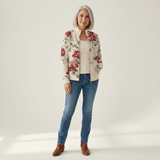 Monika | Gilet avec motif de roses vintage - vue de face