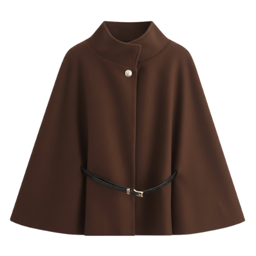 Crisha Cape Femme à Manches Chauve-Souris – Manteau Ceinturé Élégant & Hivernal