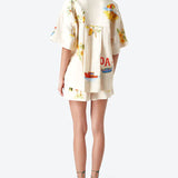 Stella Ensemble en Lin Femme – Coordonné Estival avec Imprimé Tropical, Chemise Légère & Short Confortable