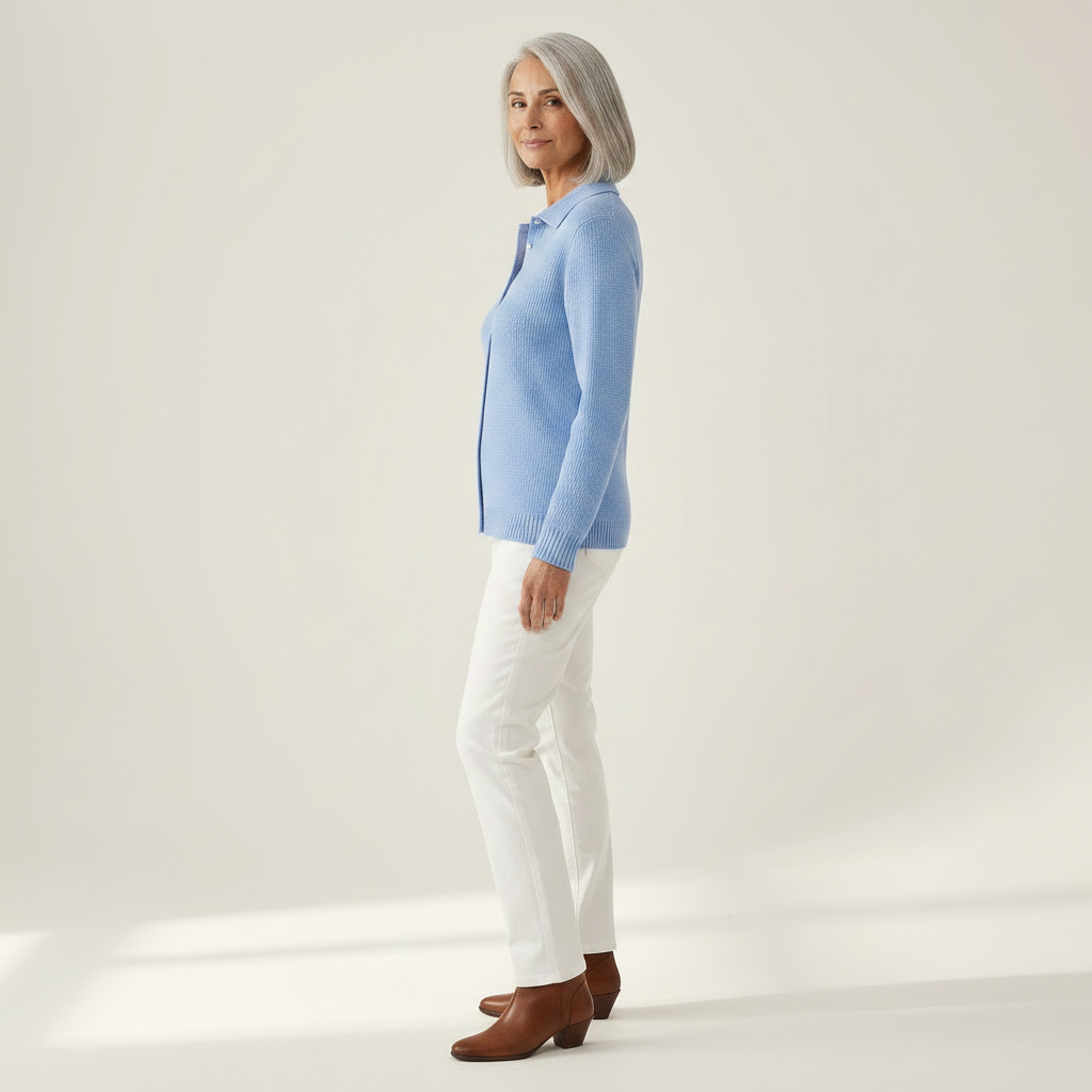 Clarisse | Gilet en tricot structuré avec boutons - vue de profil