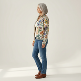Birgit | Gilet avec motif floral botanique - vue de profil