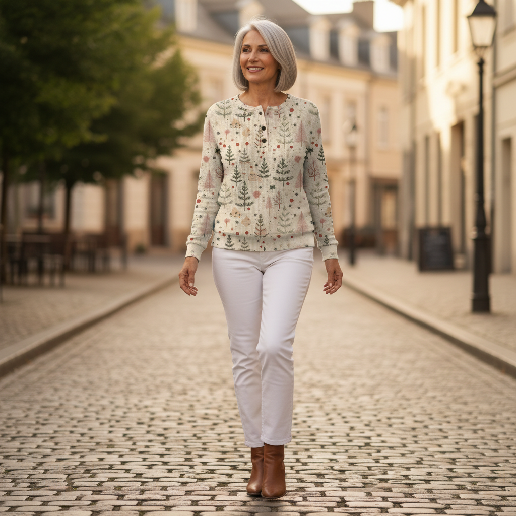 Alma - Pull à motif forêt d'automne - autre angle