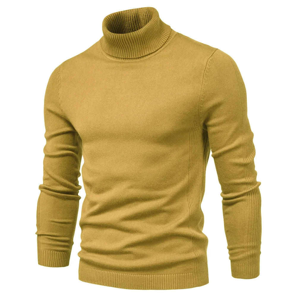 Johan Pull Col Montant Homme Lunero Eindhoven – Pull Slim Fit Chaud en Maille Unie