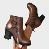Karine - Chaussures en cuir à talons épais