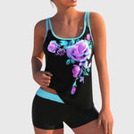 Flor – Tankini fleuri avec short, effet ventre plat