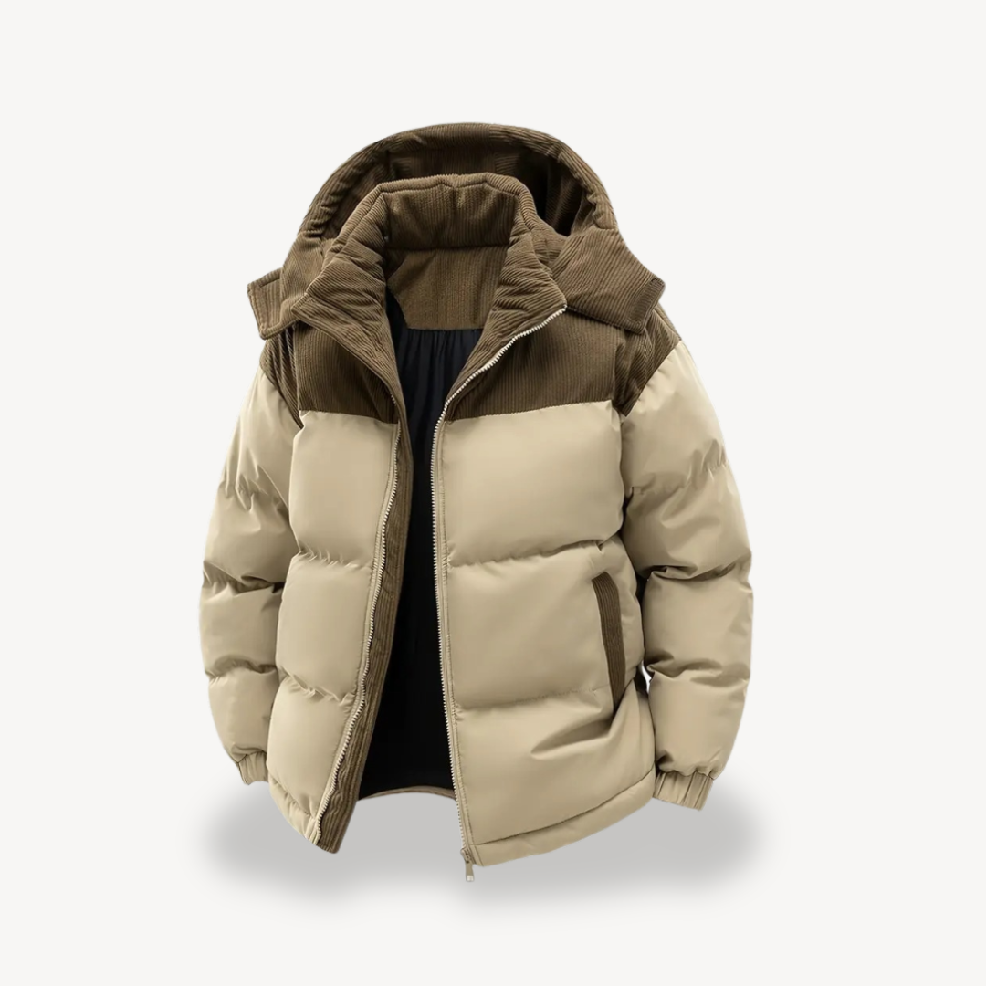 Mason  Veste Puffer Homme – Doudoune Matelassée avec Capuche en Velours Côtelé