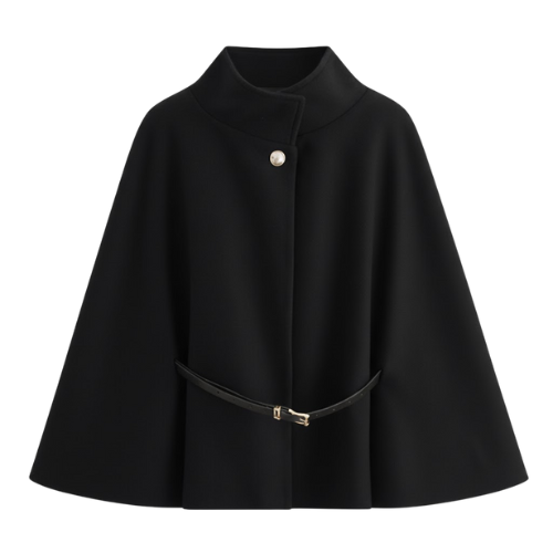 Crisha Cape Femme à Manches Chauve-Souris – Manteau Ceinturé Élégant & Hivernal