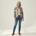 Birgit | Gilet avec motif floral botanique - vue de face