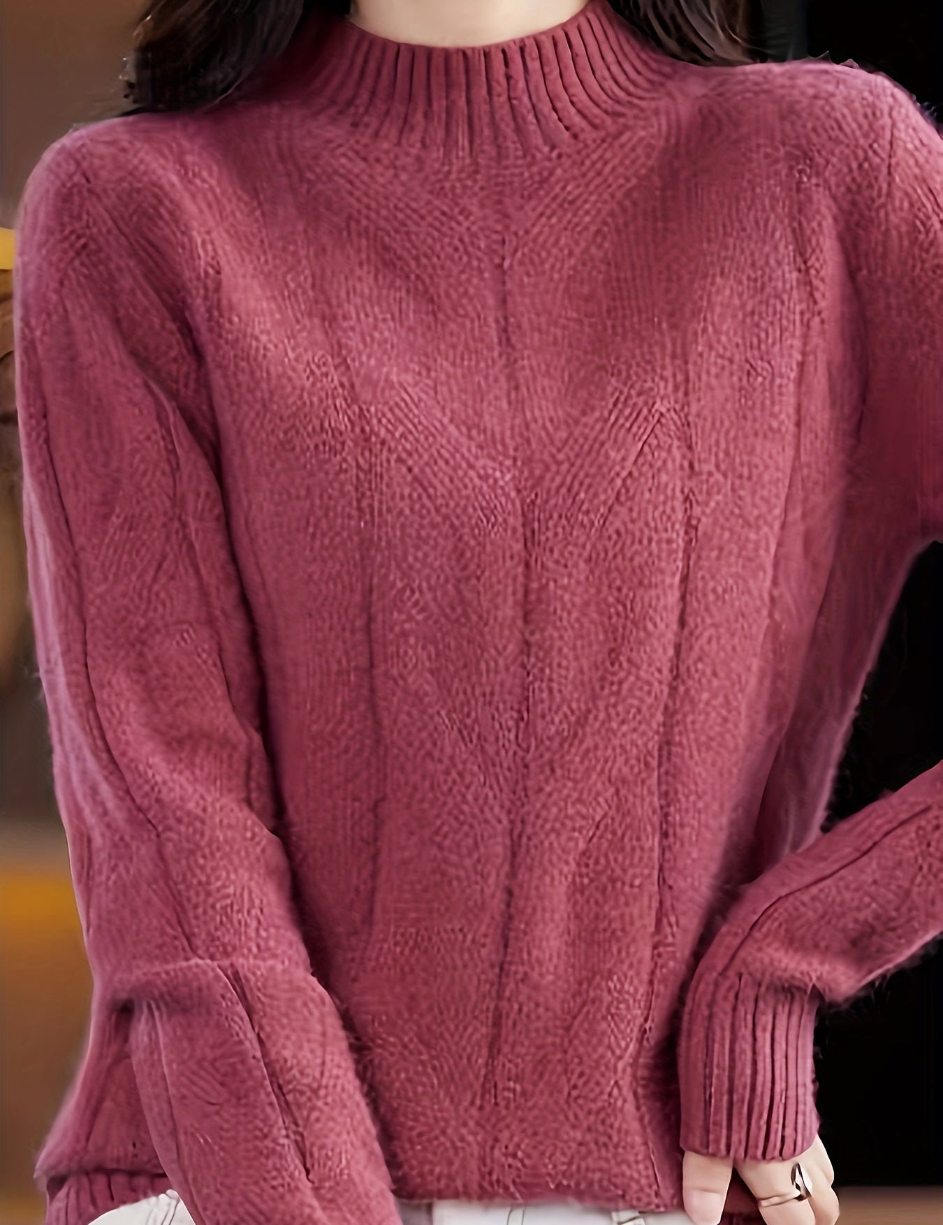 Cheena Pull Femme Texturé – Col Montant Élégant en Maille Chaude & Raffinée