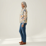 Anja | Gilet avec motif de feuilles colorées - vue de profil