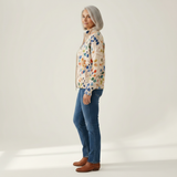 Anja | Gilet avec motif de feuilles colorées - vue de profil