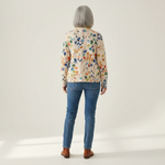 Anja | Gilet avec motif de feuilles colorées - vue de dos