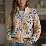 Anja | Gilet avec motif de feuilles colorées - AMORA MODE