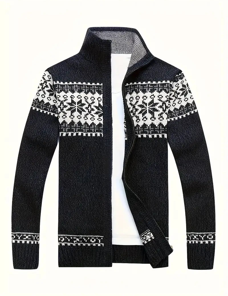 Lars Cardigan Homme Tricot Norvégien Zippé – Col Montant & Confort Hivernal