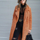 Mila Manteau Teddy Femme Long Oversize – Manteau d’Hiver Doux avec Col Revers Élégant