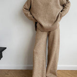 Aria Ensemble Loungewear Femme – Set Tricot Doux à Col Montant & Pantalon Large