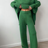 Aria Ensemble Loungewear Femme – Set Tricot Doux à Col Montant & Pantalon Large