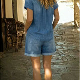 Stefania - ensemble court et confortable en denim pour femme - vue 3