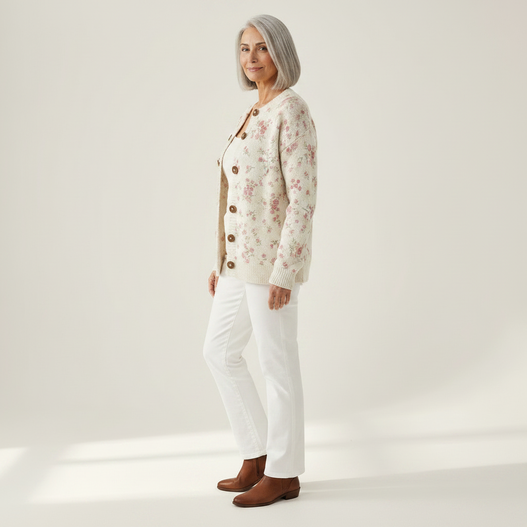 Marvella | Cardigan en maille vintage pour femme - vue de profil