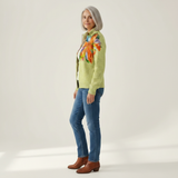Claudia | Gilet avec motif coloré de lys - vue de profil