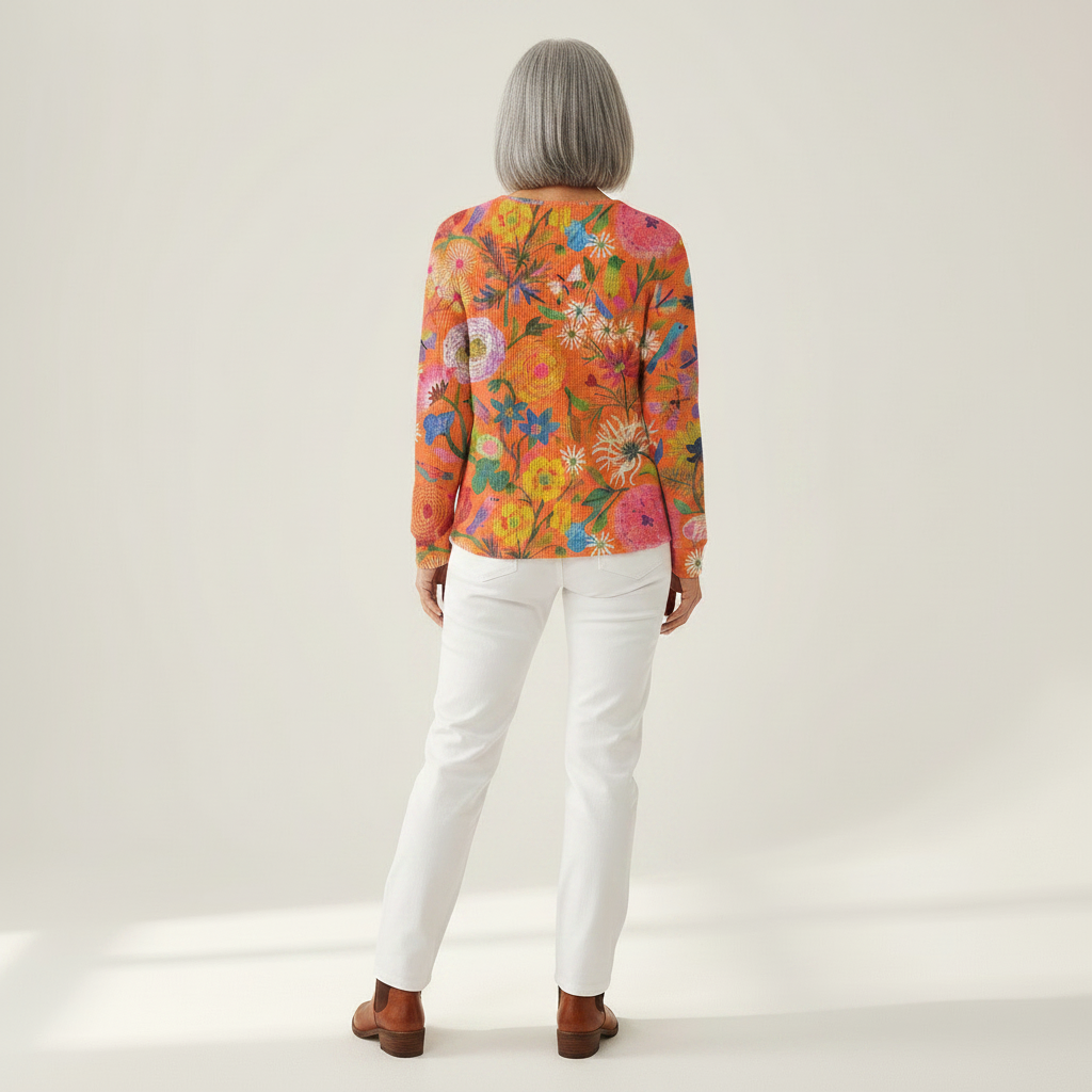Faustine - Pull à motif floral coloré - vue de dos