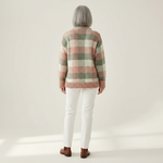 Colombe | Gilet en tricot à carreaux pastel - vue de dos