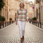 Colombe | Gilet en tricot à carreaux pastel - en extérieur
