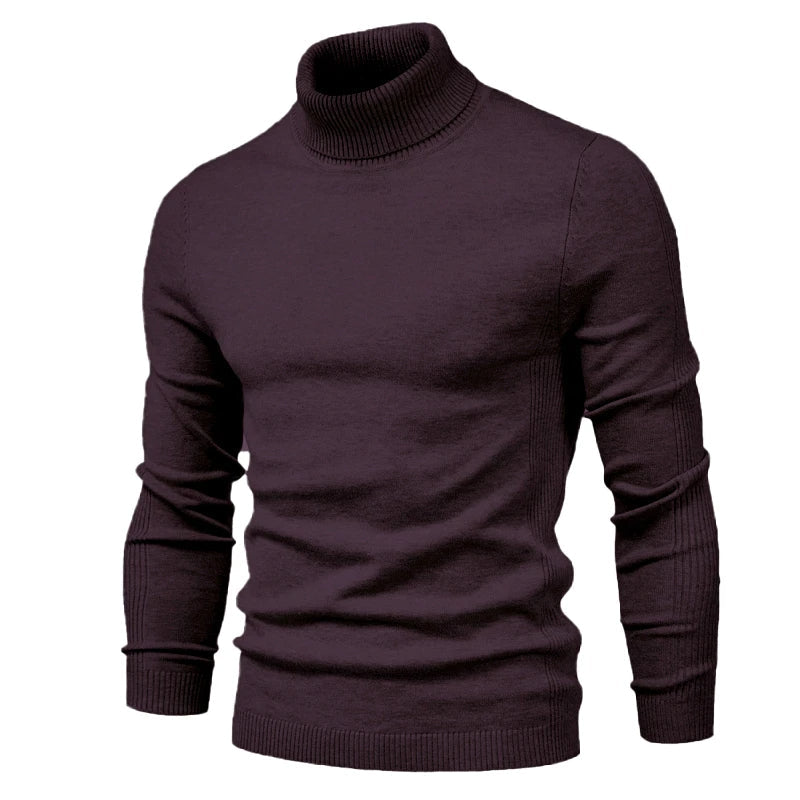 Johan Pull Col Montant Homme Lunero Eindhoven – Pull Slim Fit Chaud en Maille Unie