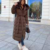 Eleva Manteau Long Femme – Veste Hiver Chaude Déperlante avec Capuche & Coupe Élégante