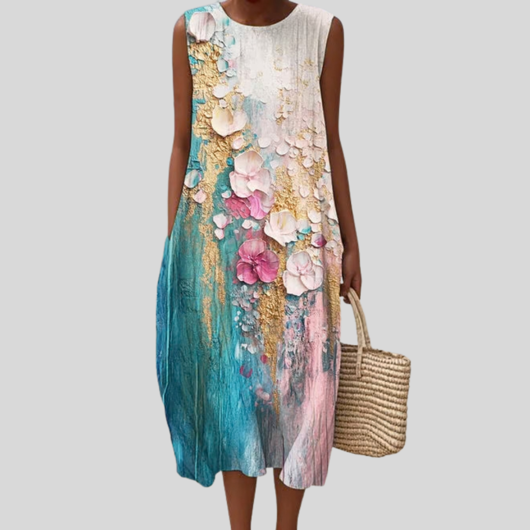 Myriam - robe fluide et confortable pour femme, longueur midi