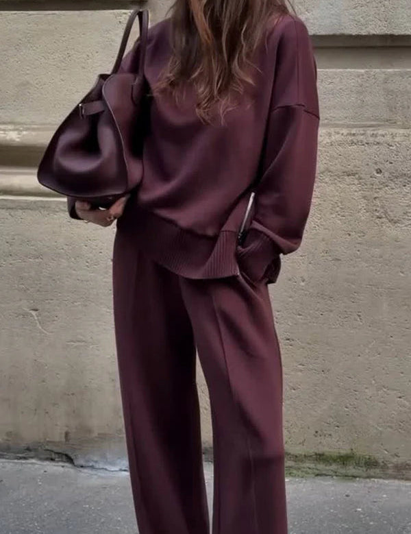 Lindy Ensemble Loungewear Femme Élégant – Sweat Oversize & Pantalon Large Confort Chic