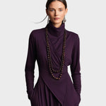 Teresa : robe maxi asymétrique en maille à col roulé | AMORA MODE