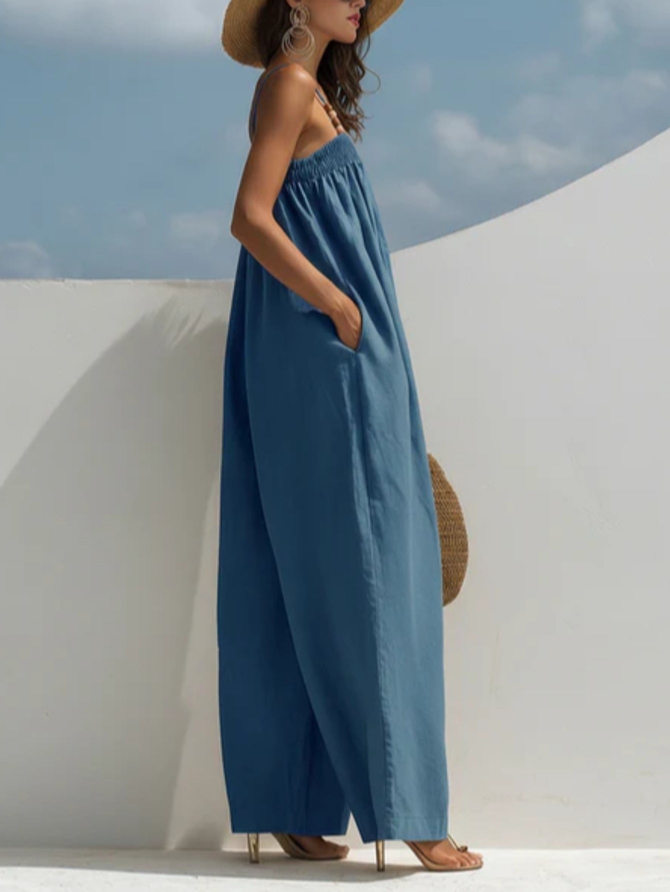 Monica - combinaison en denim à jambes larges pour femme - vue 3
