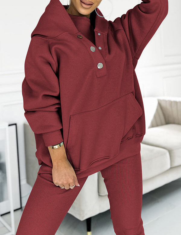 Leslie Ensemble Loungewear Femme – Set Hoodie & Legging Confort en Coton Mélangé
