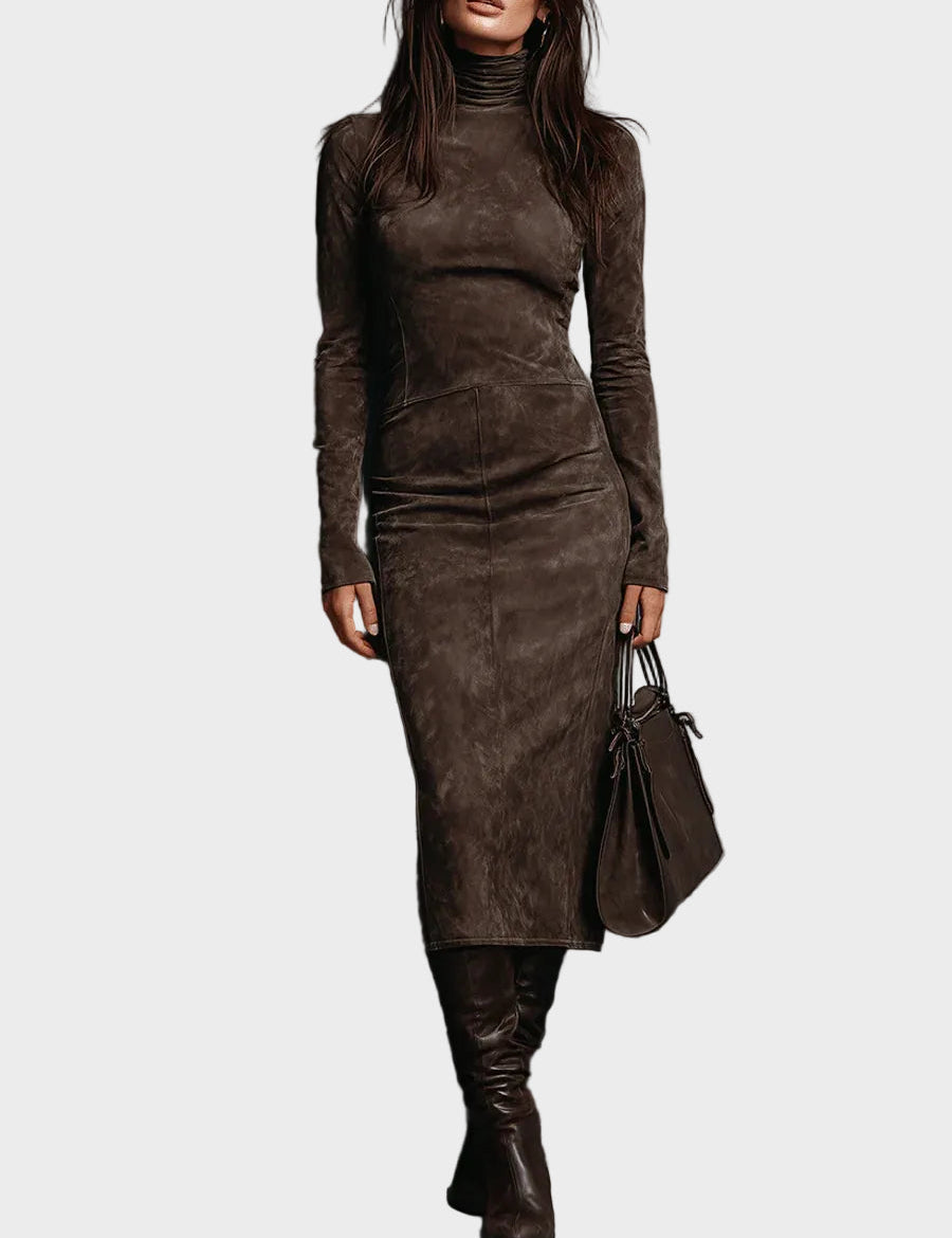 Ambre - robe midi à manches longues | AMORA MODE