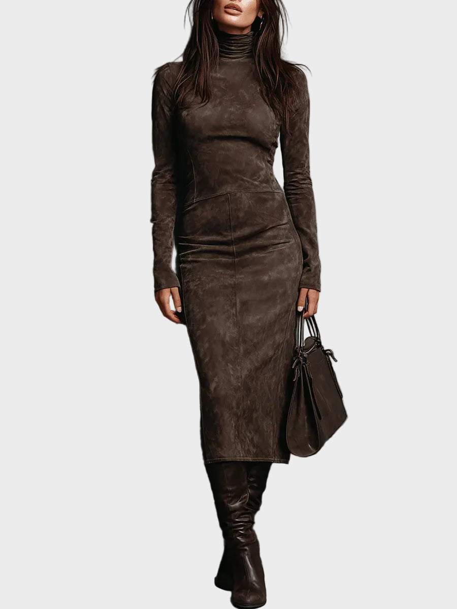 Ambre - robe midi à manches longues | AMORA MODE
