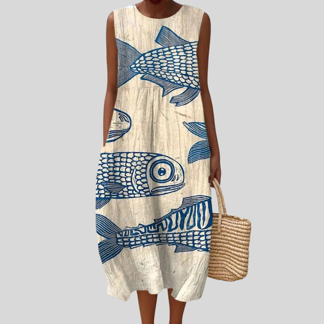 Justine - robe fluide et confortable pour femme, longueur midi