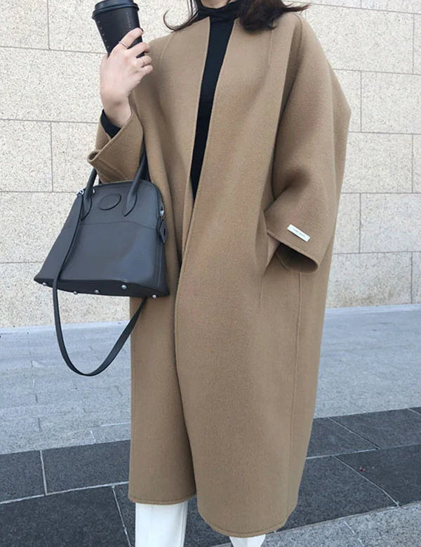 Zareen Manteau Long Femme – Coupe Croisée Élégante Sans Boutons & Style Intemporel