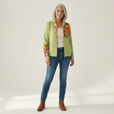 Claudia | Gilet avec motif coloré de lys - vue de face