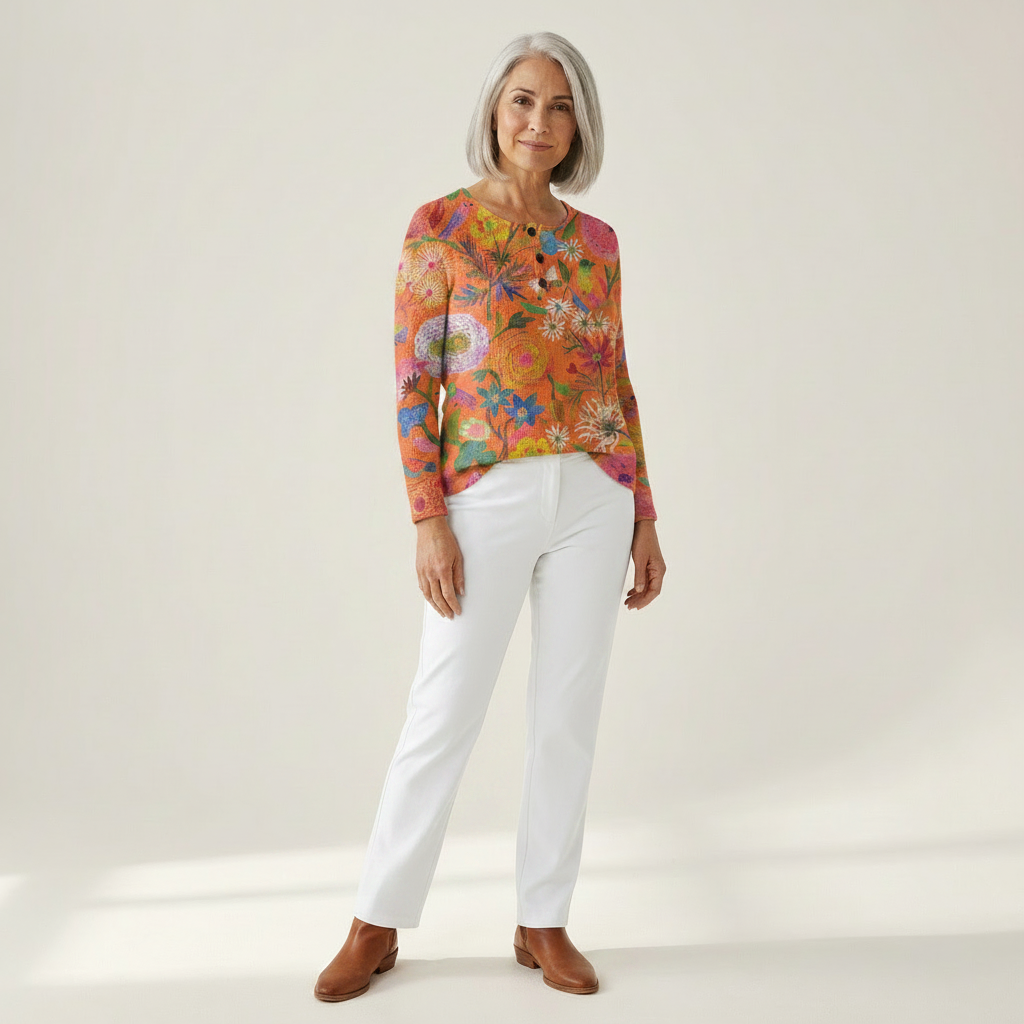 Faustine - Pull à motif floral coloré - vue de face