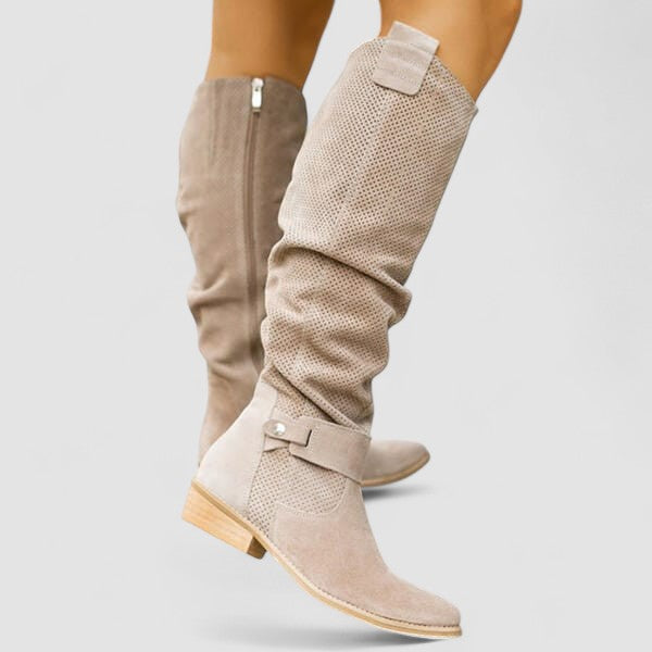 Georgette - Bottes western hauteur genou à tige froncée