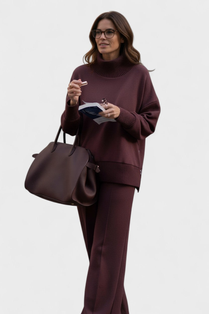 Bérénice - Ensemble haut en maille à col roulé & pantalon