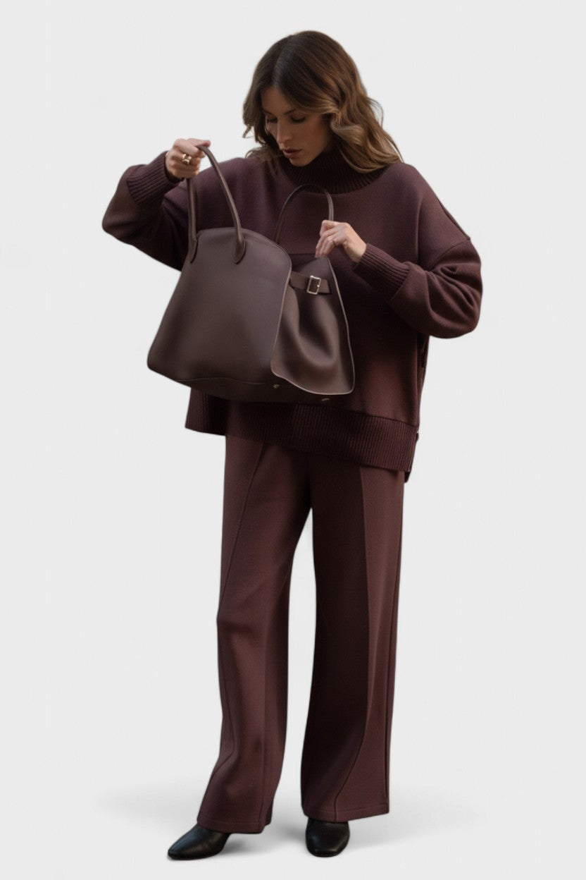 Bérénice - Ensemble haut en maille à col roulé & pantalon
