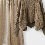 Hortense - Ensemble pull torsadé & pantalon large en maille