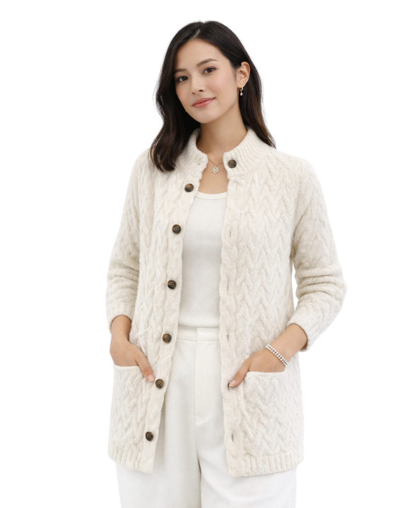 Alexia Pull Femme Col Montant – Maille Douce Ajustée, Manches Longues, Style Décontracté