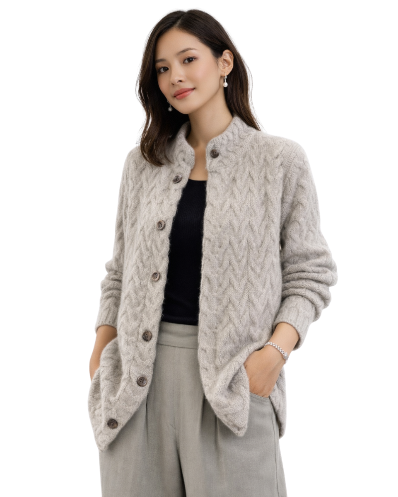 Alexia Pull Femme Col Montant – Maille Douce Ajustée, Manches Longues, Style Décontracté