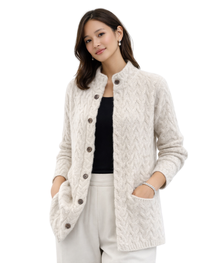 Alexia Pull Femme Col Montant – Maille Douce Ajustée, Manches Longues, Style Décontracté