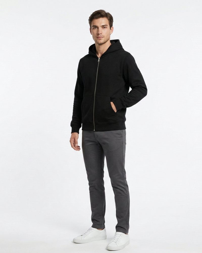 Amir Cardigan Homme Zippé à Capuche – Coupe Ample, Tissu Respirant, Style Urbain